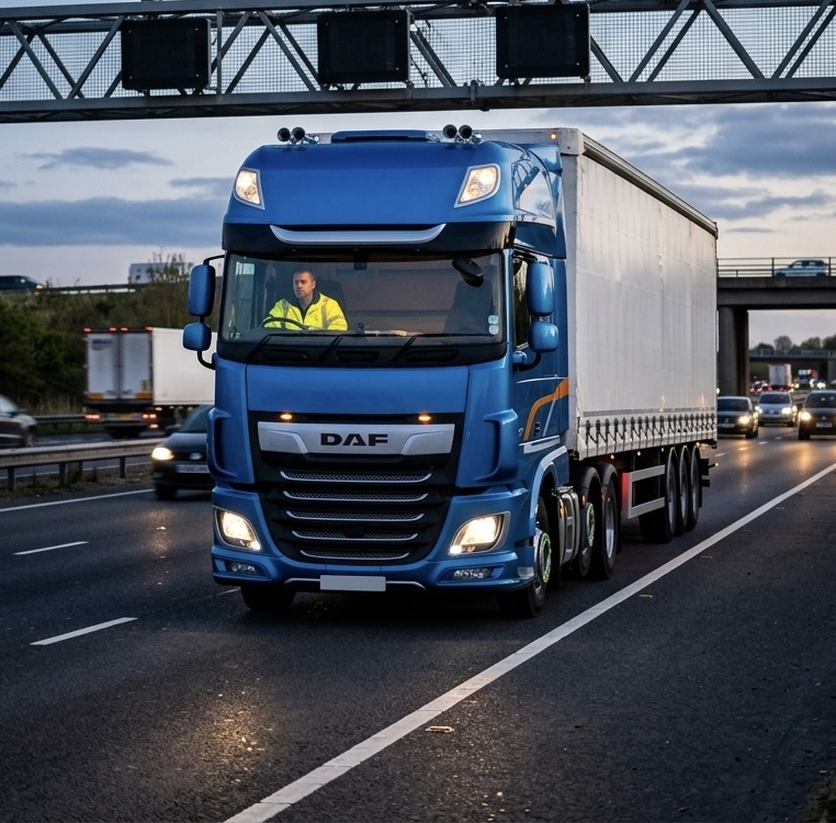HGV driver transporting freight along the A14 near Cambridge